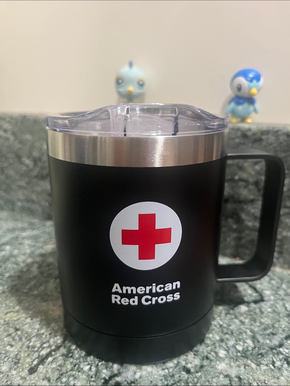 American Red Cross Black Insulated Travel Mug with Clear Lid